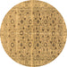Round Persian Brown Traditional Rug, tr3867brn