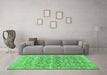 Machine Washable Persian Emerald Green Traditional Area Rugs in a Living Room,, wshtr3867emgrn