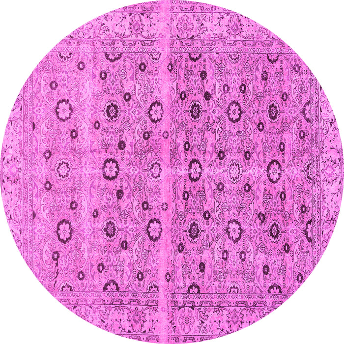 Round Persian Pink Traditional Rug, tr3867pnk