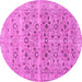 Round Machine Washable Persian Pink Traditional Rug, wshtr3867pnk