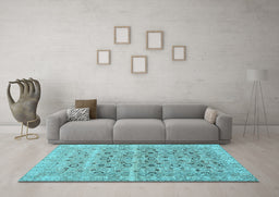Machine Washable Persian Light Blue Traditional Rug in a Living Room, wshtr3867lblu