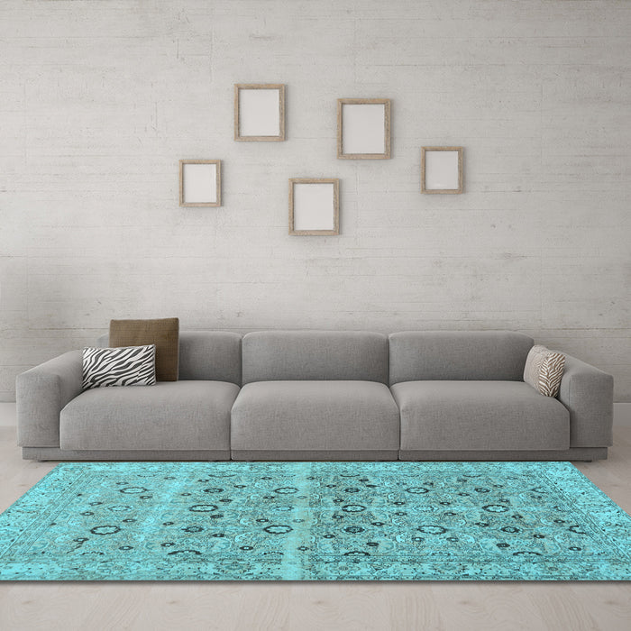 Machine Washable Persian Light Blue Traditional Rug in a Living Room, wshtr3867lblu