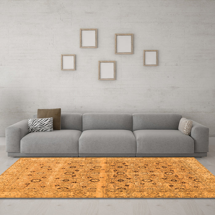 Machine Washable Persian Orange Traditional Area Rugs in a Living Room, wshtr3867org