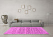 Machine Washable Persian Pink Traditional Rug in a Living Room, wshtr3867pnk