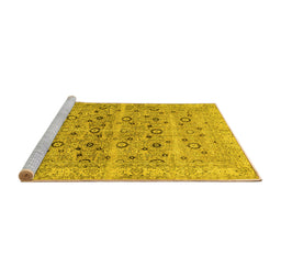 Sideview of Machine Washable Persian Yellow Traditional Rug, wshtr3867yw