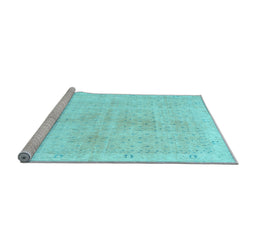 Sideview of Machine Washable Persian Light Blue Traditional Rug, wshtr3868lblu