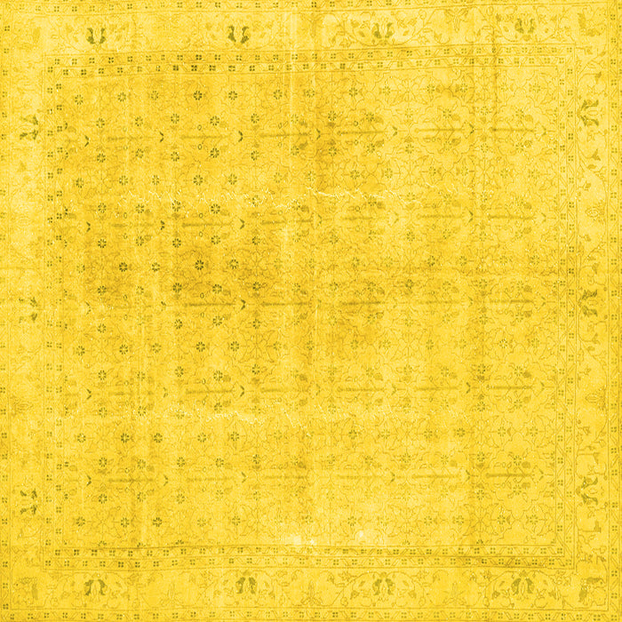 Square Machine Washable Persian Yellow Traditional Rug, wshtr3868yw
