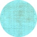 Round Persian Light Blue Traditional Rug, tr3868lblu