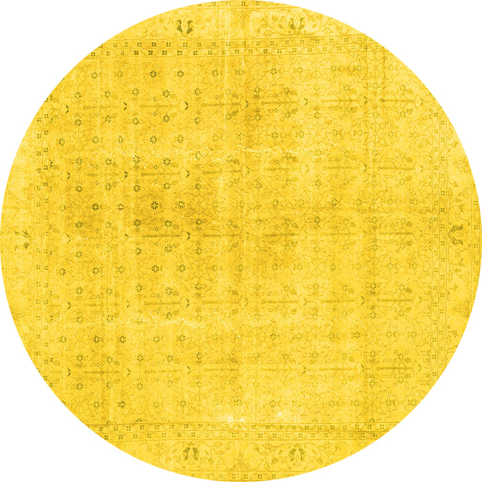 Round Persian Yellow Traditional Rug, tr3868yw