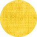 Round Persian Yellow Traditional Rug, tr3868yw