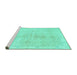 Sideview of Machine Washable Persian Turquoise Traditional Area Rugs, wshtr3868turq