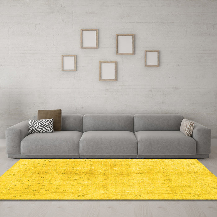 Machine Washable Persian Yellow Traditional Rug in a Living Room, wshtr3868yw