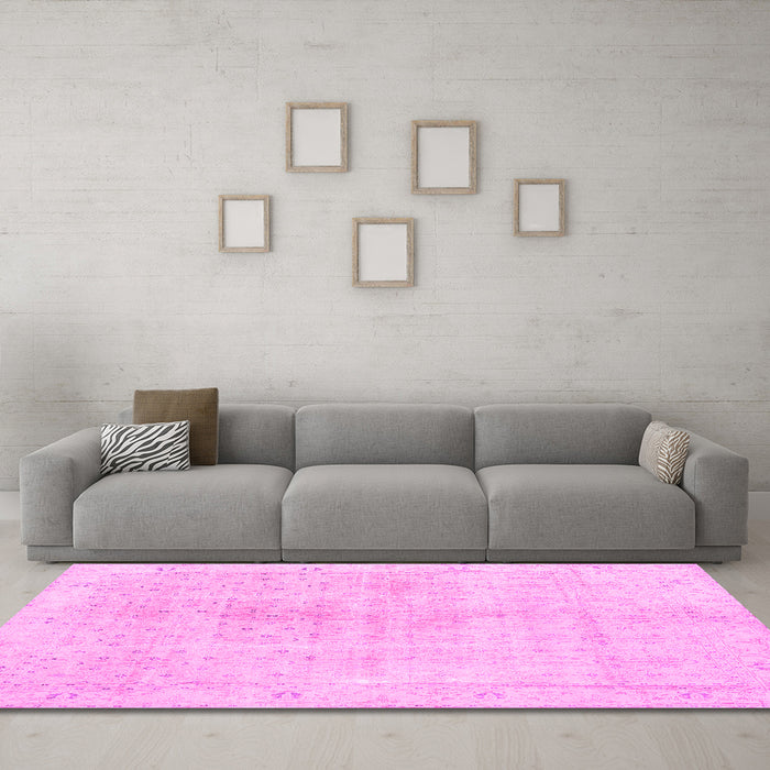 Machine Washable Persian Pink Traditional Rug in a Living Room, wshtr3868pnk