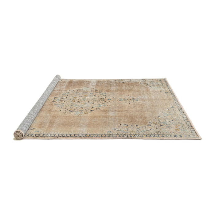 Sideview of Machine Washable Traditional Brown Rug, wshtr3869