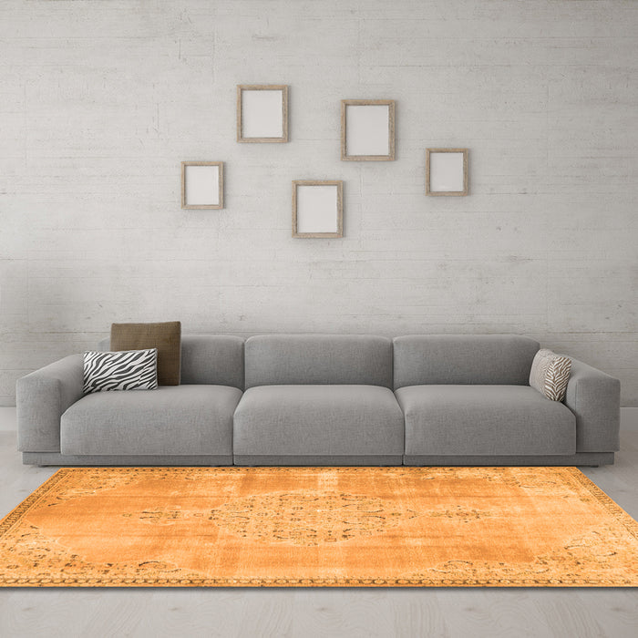 Machine Washable Persian Orange Traditional Area Rugs in a Living Room, wshtr3869org
