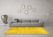 Machine Washable Persian Yellow Traditional Rug in a Living Room, wshtr3869yw