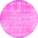 Round Machine Washable Persian Pink Traditional Rug, wshtr3869pnk