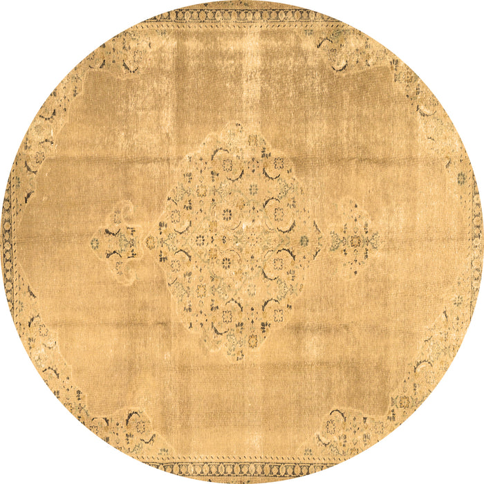 Round Persian Brown Traditional Rug, tr3869brn