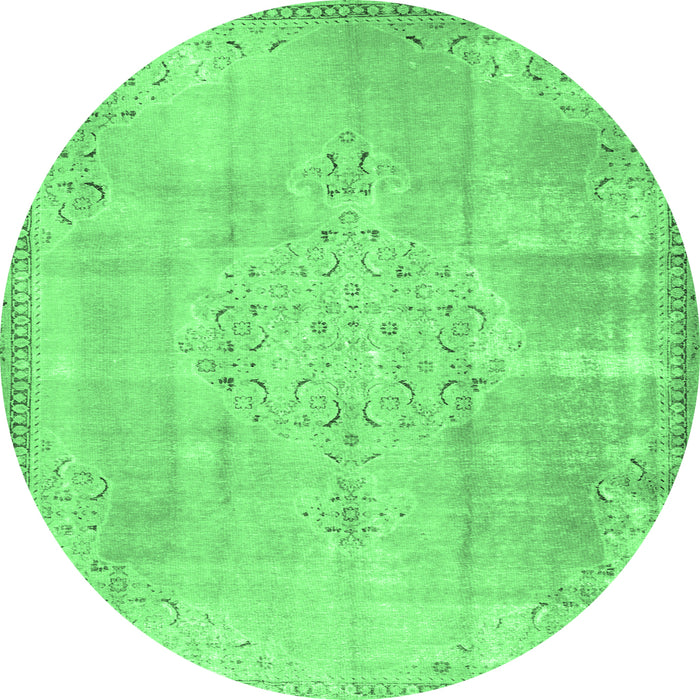 Round Persian Emerald Green Traditional Rug, tr3869emgrn