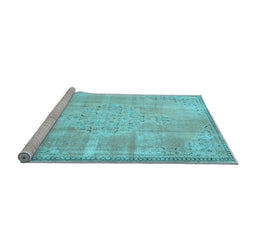 Sideview of Machine Washable Persian Light Blue Traditional Rug, wshtr3869lblu