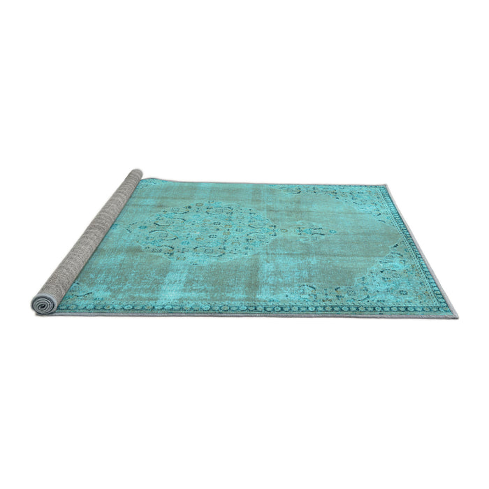 Sideview of Machine Washable Persian Light Blue Traditional Rug, wshtr3869lblu