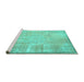 Sideview of Machine Washable Persian Turquoise Traditional Area Rugs, wshtr3869turq