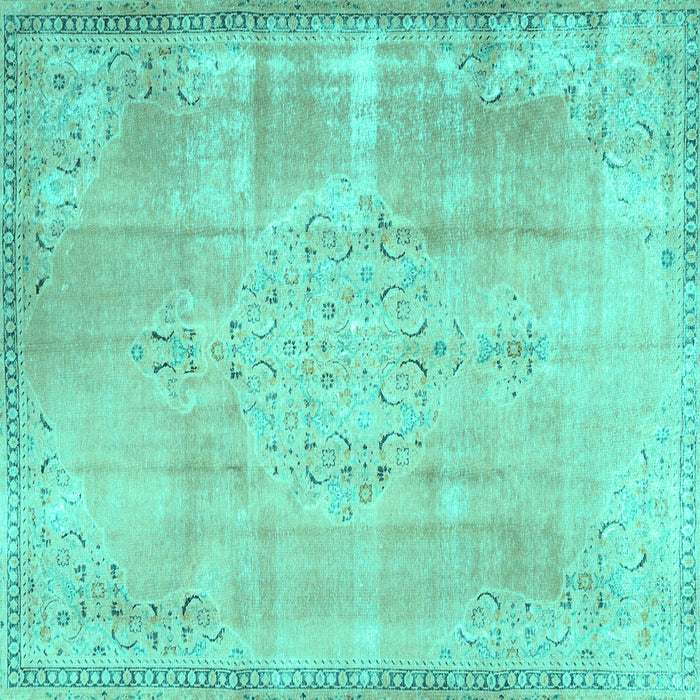 Square Machine Washable Persian Turquoise Traditional Area Rugs, wshtr3869turq