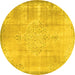 Round Persian Yellow Traditional Rug, tr3869yw
