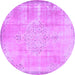 Round Machine Washable Persian Purple Traditional Area Rugs, wshtr3869pur