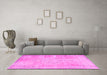 Machine Washable Persian Pink Traditional Rug in a Living Room, wshtr3869pnk