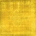 Square Machine Washable Persian Yellow Traditional Rug, wshtr3869yw