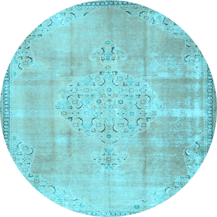 Round Persian Light Blue Traditional Rug, tr3869lblu