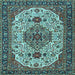 Square Medallion Light Blue Traditional Rug, tr386lblu