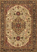 Machine Washable Medallion Brown Traditional Rug, wshtr386brn