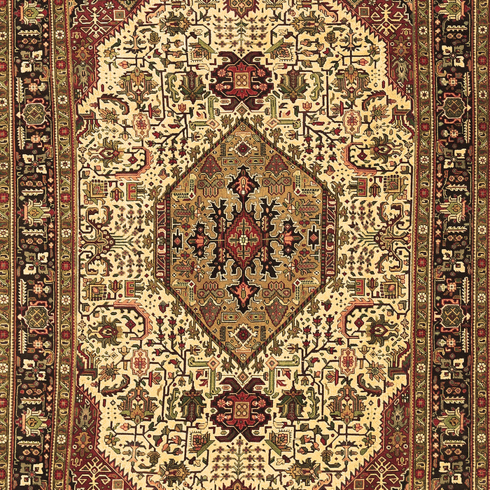 Machine Washable Medallion Brown Traditional Rug, wshtr386brn