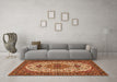 Machine Washable Medallion Orange Traditional Area Rugs in a Living Room, wshtr386org