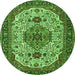 Square Medallion Green Traditional Rug, tr386grn