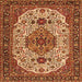 Serging Thickness of Medallion Orange Traditional Rug, tr386org