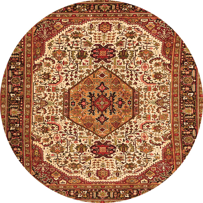 Machine Washable Medallion Orange Traditional Area Rugs, wshtr386org