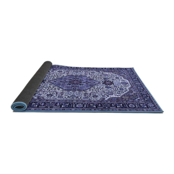 Sideview of Medallion Blue Traditional Rug, tr386blu