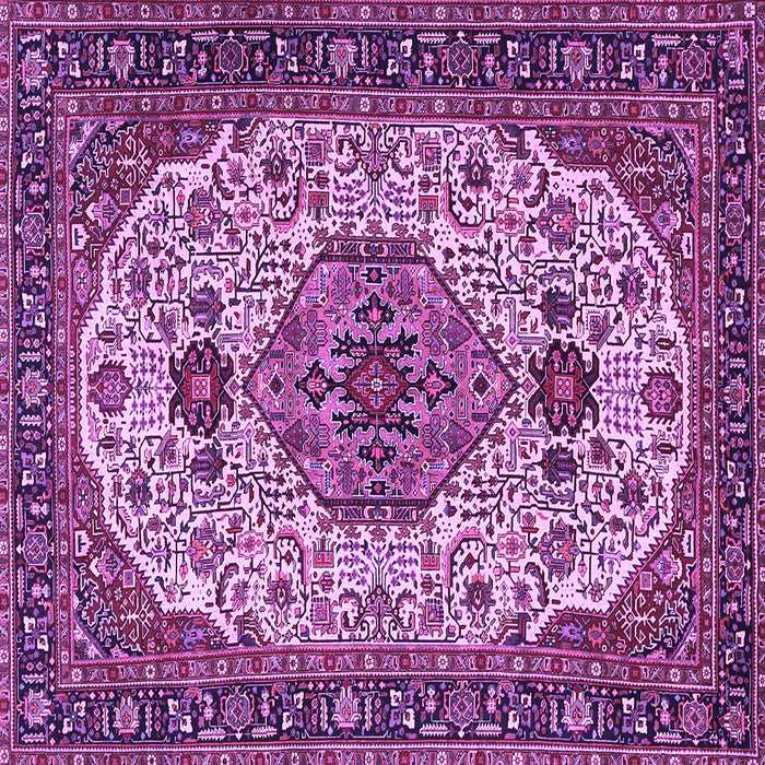 Square Machine Washable Medallion Purple Traditional Area Rugs, wshtr386pur