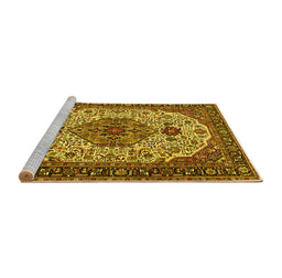 Sideview of Machine Washable Medallion Yellow Traditional Rug, wshtr386yw