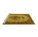 Sideview of Machine Washable Medallion Yellow Traditional Rug, wshtr386yw