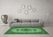 Machine Washable Medallion Emerald Green Traditional Area Rugs in a Living Room,, wshtr386emgrn