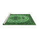 Sideview of Machine Washable Medallion Emerald Green Traditional Area Rugs, wshtr386emgrn