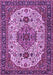 Machine Washable Medallion Purple Traditional Area Rugs, wshtr386pur