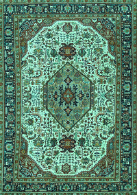 Medallion Turquoise Traditional Rug, tr386turq