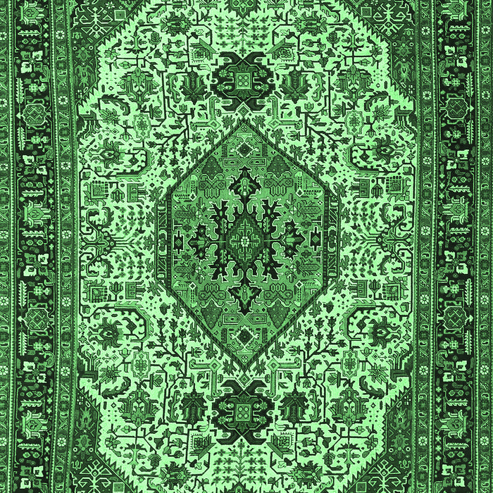 Machine Washable Medallion Emerald Green Traditional Area Rugs, wshtr386emgrn