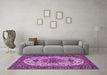 Machine Washable Medallion Purple Traditional Area Rugs in a Living Room, wshtr386pur