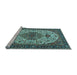 Sideview of Machine Washable Medallion Light Blue Traditional Rug, wshtr386lblu